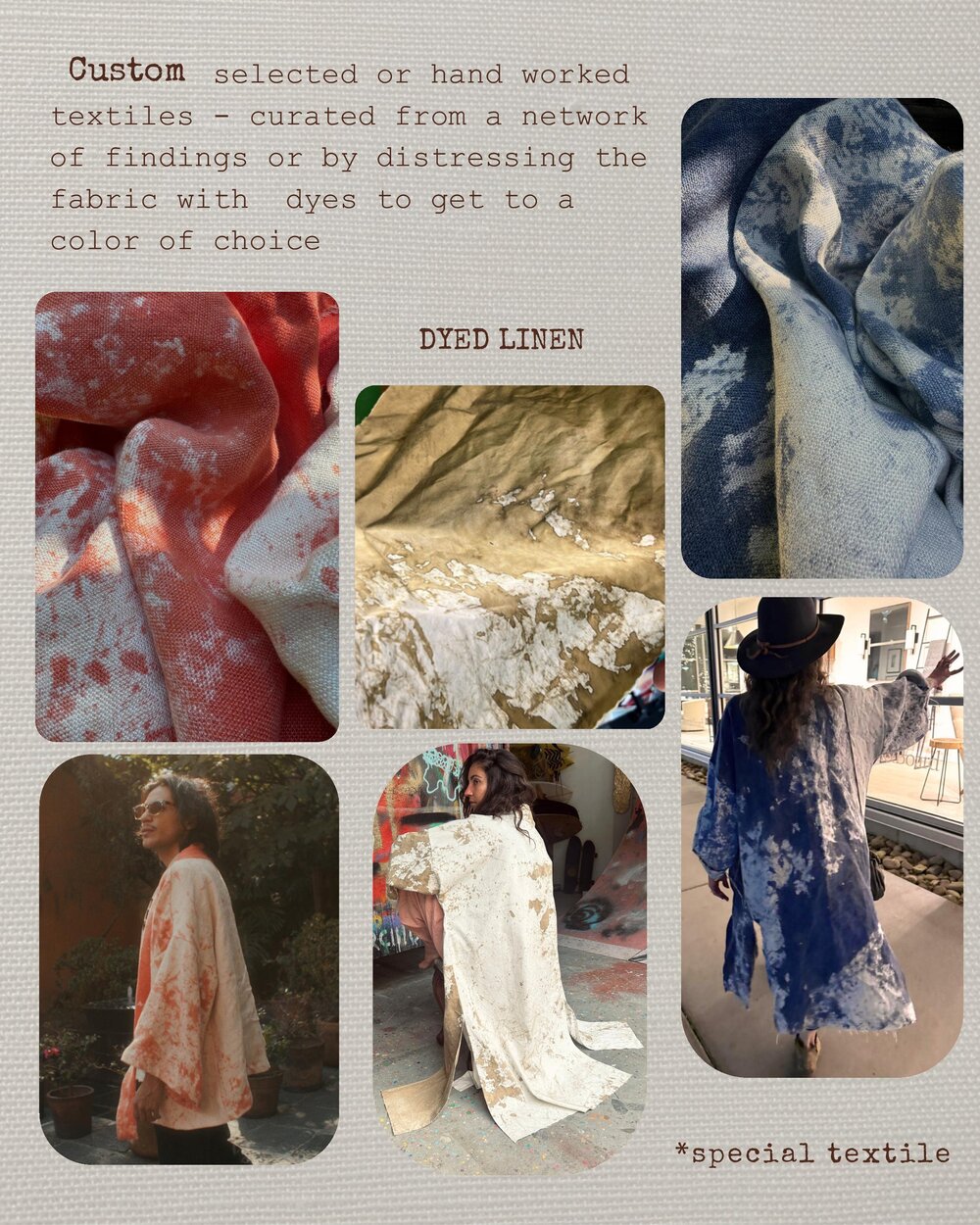 Dyed linen — hand worked textiles